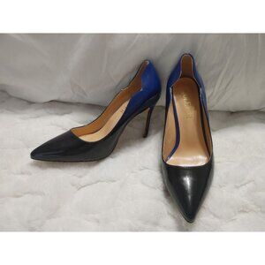 Women's COLETER Black to Blue Fade Patent Leather Pointed Toe Stilleto Heels 7